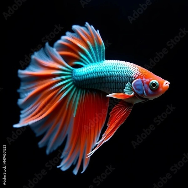 Fototapeta siamese fighting fish on navy background