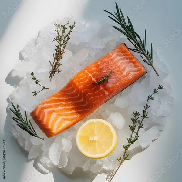 Fototapeta fresh salmon fillet part healthy food