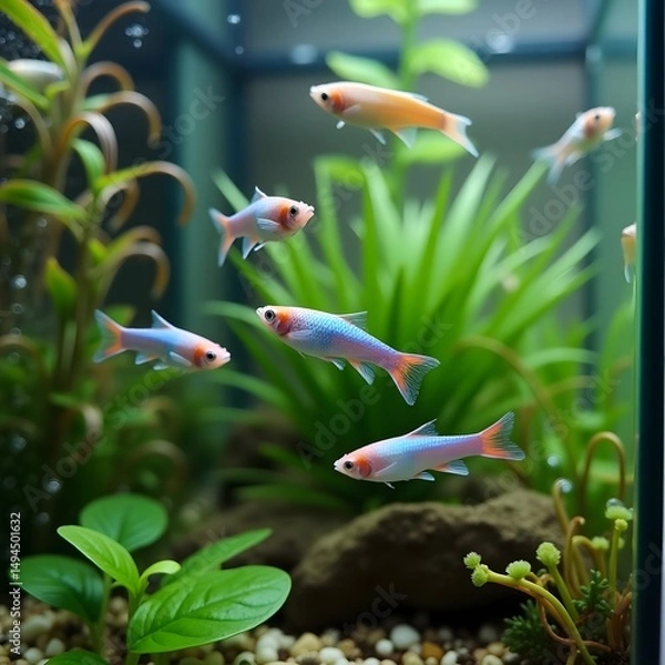 Fototapeta tropical small fish in aquarium