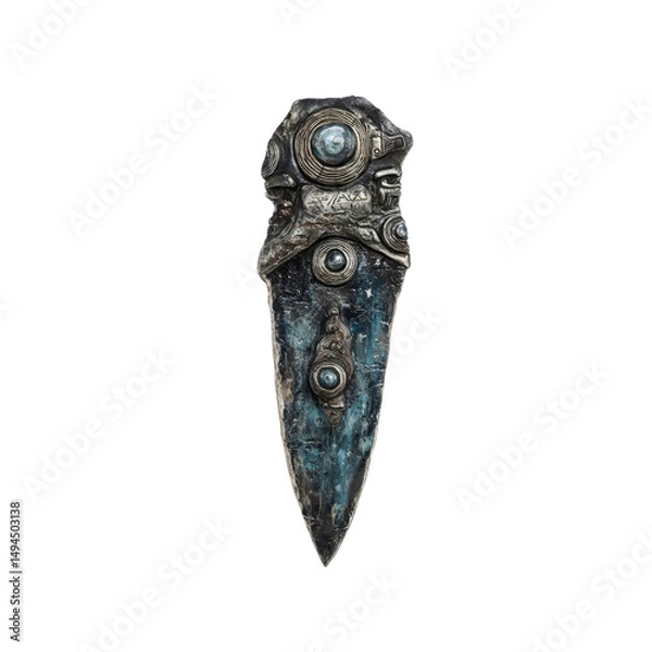 Fototapeta Ornate Ancient Dagger with Turquoise Inlays - Isolated on Black