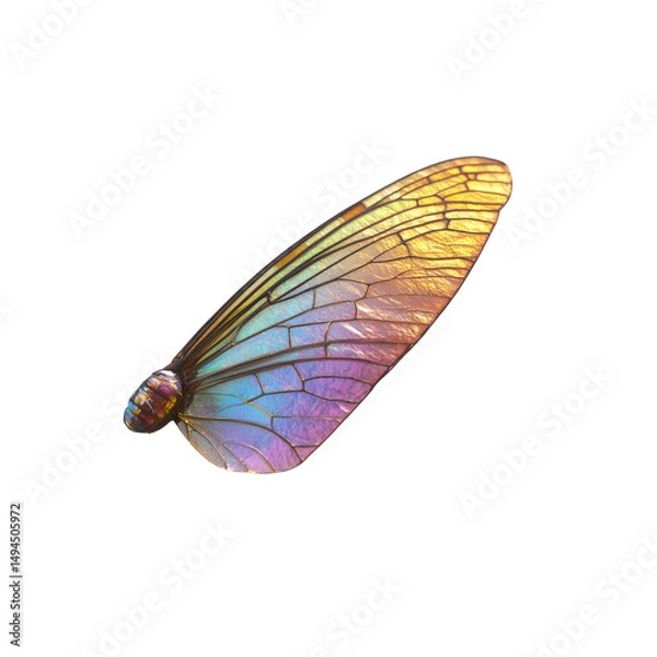 Fototapeta Iridescent Insect Wing, Close-up Macro Photography of a Colorful Cicada Wing