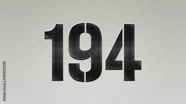 Fototapeta 3D Bold metal number 194 on silver background.