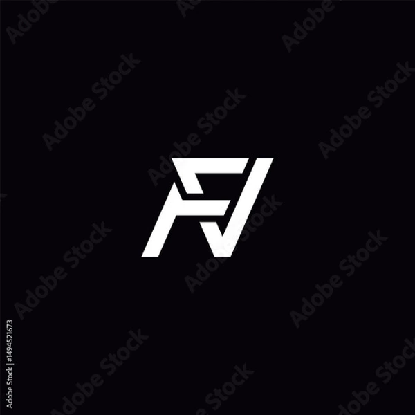 Fototapeta Initial FV VF Letter Logo Design with Modern Minimal Style.