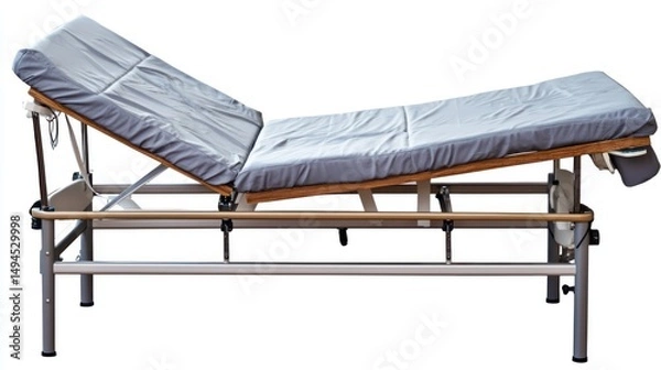 Fototapeta Adjustable hospital bed showcasing medical equipment for patients care and recovery
