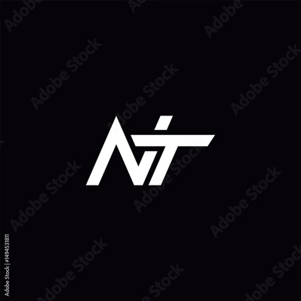 Fototapeta Initial Letter NT TN Logo Design with Modern Minimal Style.