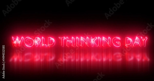 Fototapeta World Thinking Day text animation. World Thinking Day text background. Neon-colored World Thinking Day text for banner, social media, and Science. Easy to put into any video.