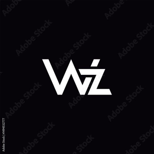Fototapeta Initial Letter WZ ZW Logo Design with Modern Minimal Style.