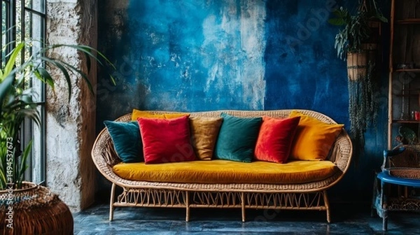 Fototapeta Cozy corner with a vibrant color palette