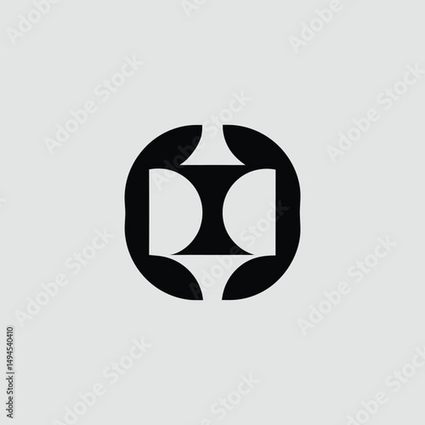 Fototapeta Abstract black and white geometric logo with transparency for branding projects