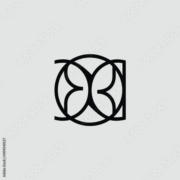 Fototapeta Abstract geometric logo design featuring intertwined shapes and stylized lines