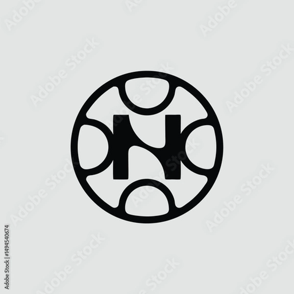 Fototapeta Black letter n inside a round design suitable for logo purposes