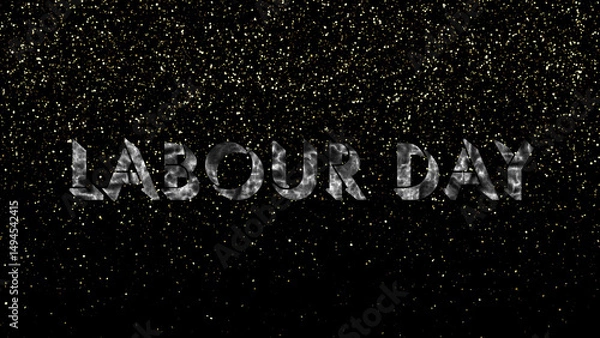 Fototapeta Labour Day text animation.Labour Day text background.Neon-colored Happy Labor Day text for banners, social media, celebrations, Sales, and advertisements.Technology video material animation.