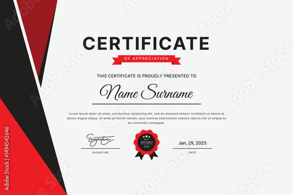 Obraz Certificate Template Design