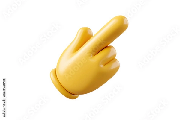 Fototapeta PNG 3d yellow hand emoji gesture with middle finger raised on black background