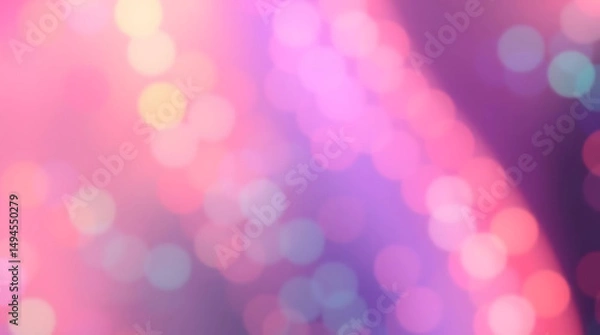 Fototapeta Soft Dreamy Abstract Background with Bokeh Lights in Pink Purple and Teal Colors