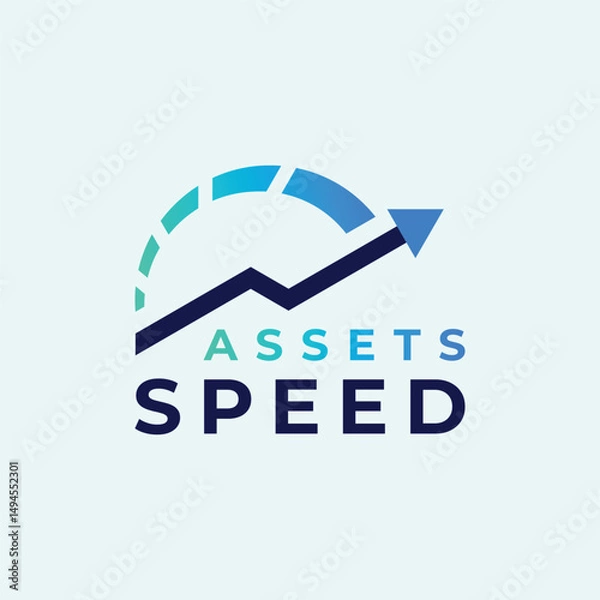 Fototapeta asset growth logo or speedometer with increasing arrow graph