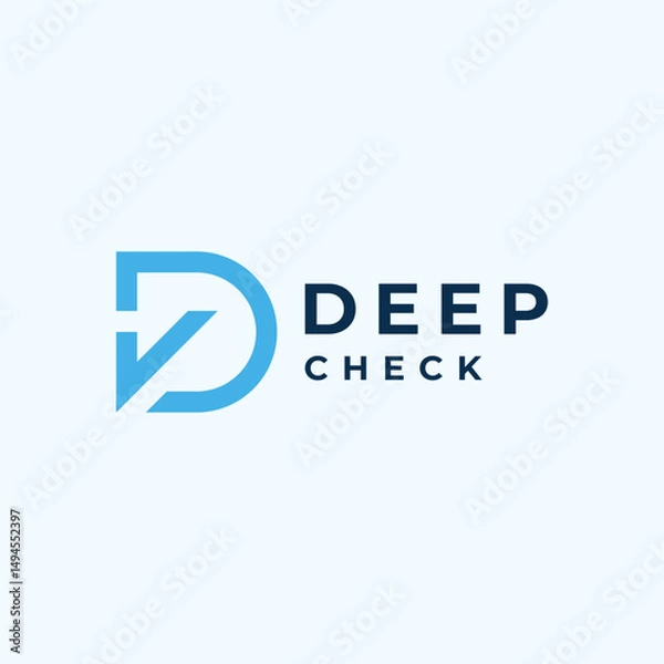 Obraz monogram logo initial letter D with check mark