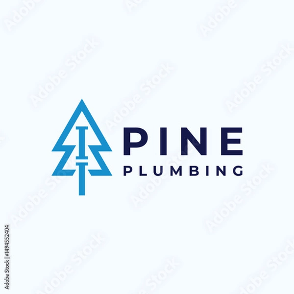Obraz plumbing logo or pine tree with pipe
