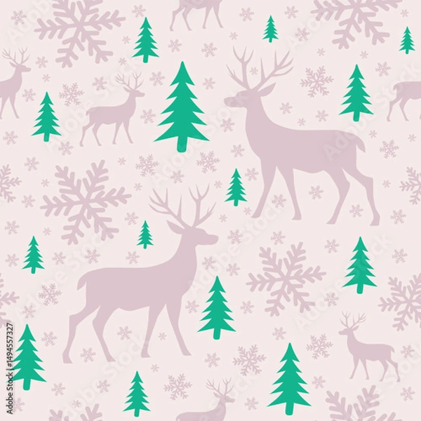 Obraz Light Christmas Pattern with Reindeer