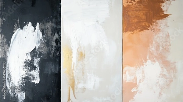 Obraz Abstract Gold White Black Brown Acrylic Painting Texture Modern Art Canvas Background Design Wall Home Image Style Trend