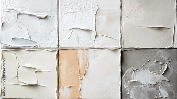 Obraz Abstract Neutral Palette Impasto Texture Painting Modern Art White Gray Beige Canvas Wall Decor Home Cream Style Image  