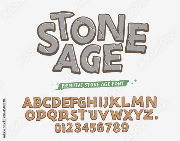 Obraz Cartoon Stone Ancient Vector Editable Text Effect Template