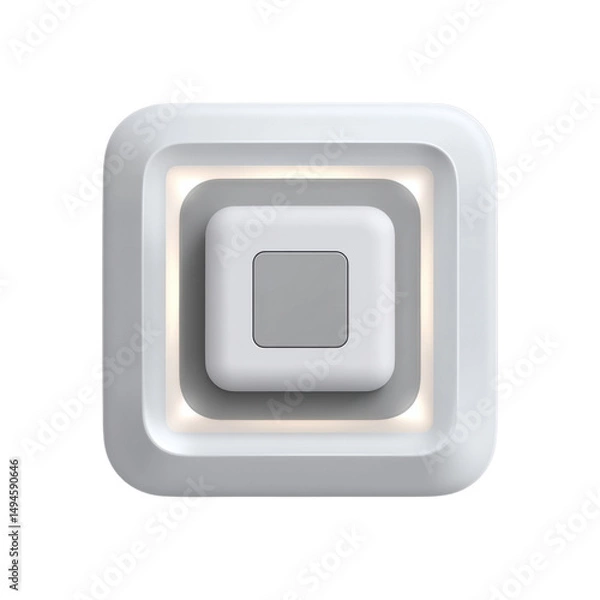 Fototapeta A modern white nightlight with a square design and soft glowing light, illuminating the wall with its contemporary and minimalist aesthetic in a serene ambiance.