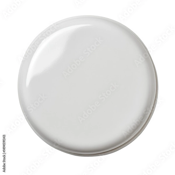 Fototapeta A pristine white circular object reflects light against a clean background, showcasing simplicity and minimalism in a studio shot with smooth, rounded edges.