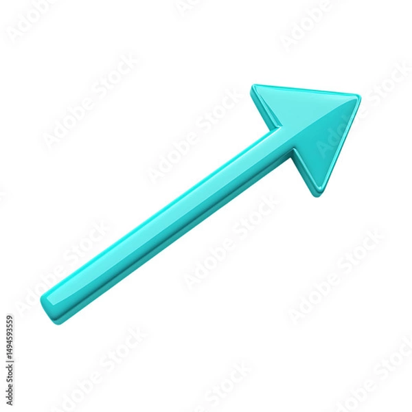 Fototapeta Contemporary Arrow with Crisp Lines in Bright Cyan Isolated on Transparent Background