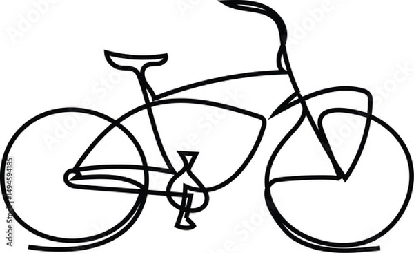 Fototapeta continuous single line classic bicycle, line art vector illustration