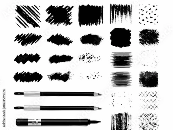 Obraz Vector grunge brush strokes and paint splatters art design element set