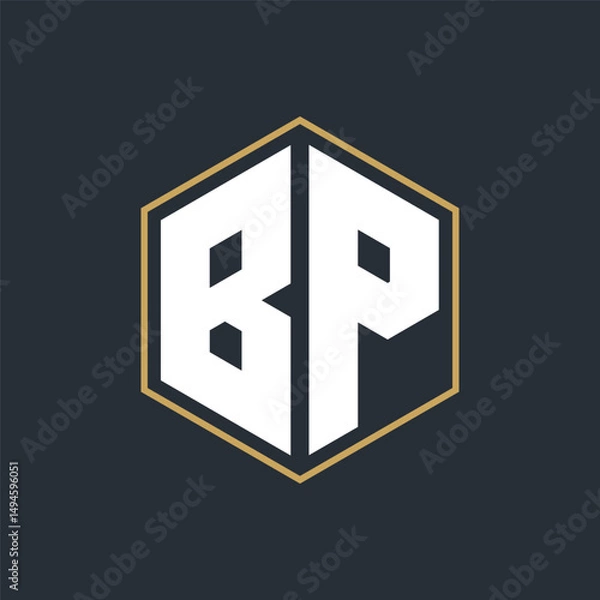 Fototapeta Modern Luxury Letter Monogram Logo with Polygon Frame Design
