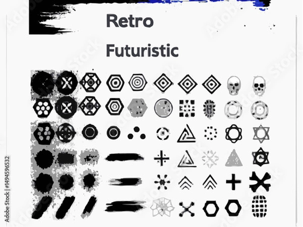 Obraz Black and white vector animal silhouette icon set for web design