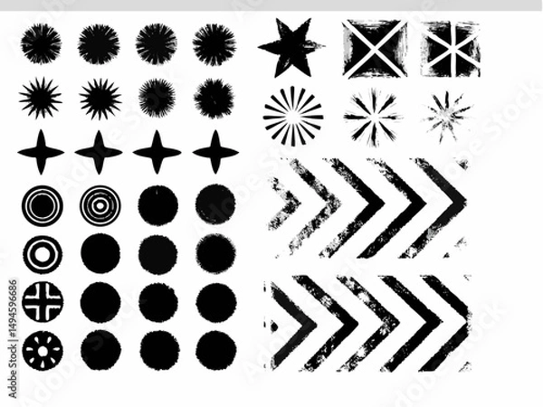 Obraz Black and white floral snowflake vector icons set seamless pattern illustration