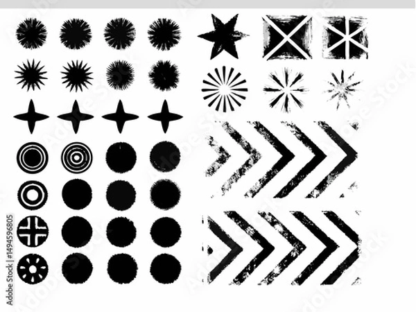 Obraz Black and white floral snowflake vector icons set seamless pattern