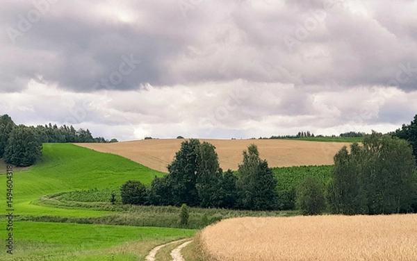 Obraz Dark clouds over fields in Kashubia. Rain is coming.