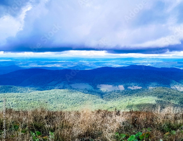 Obraz Beautiful view of Bieszczady from mountain top.