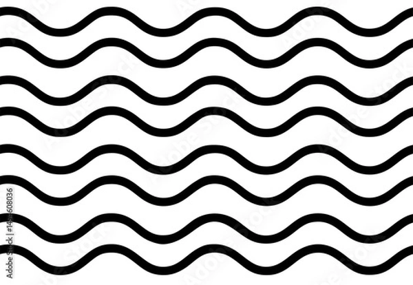 Fototapeta Seamless Black and White Wavy Line Vector Pattern