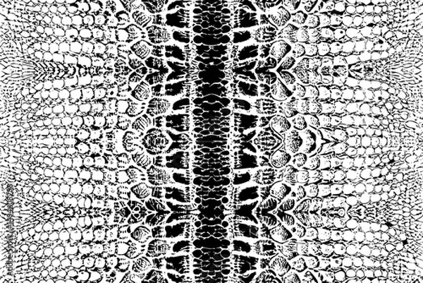 Fototapeta Seamless Black and White Crocodile Skin Vector Pattern