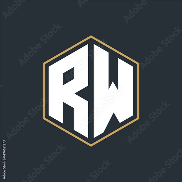 Obraz Modern Luxury Letter Monogram Logo with Polygon Frame Design
