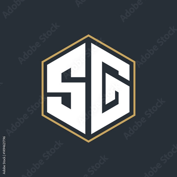 Obraz Modern Luxury Letter Monogram Logo with Polygon Frame Design
