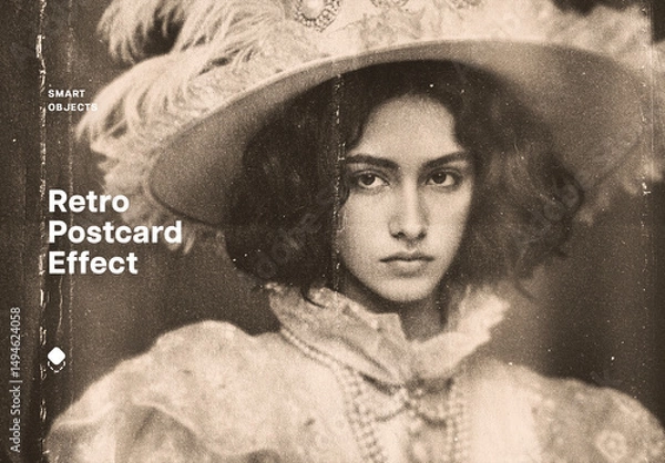 Obraz Retro Postcard Effect Mockup