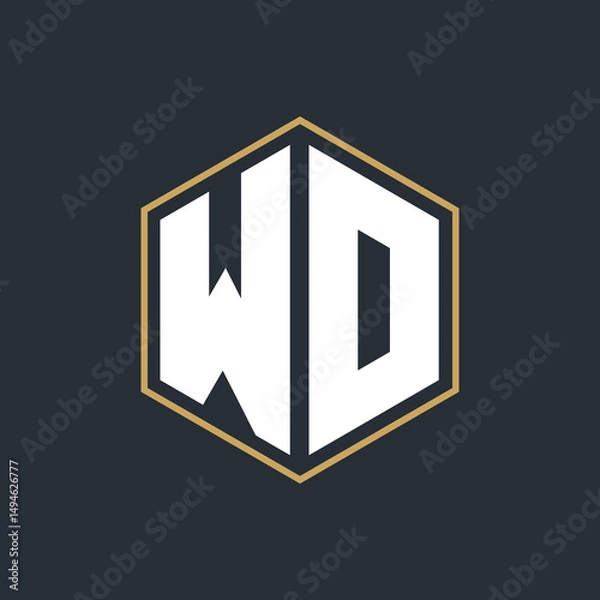 Obraz Modern Luxury Letter Monogram Logo with Polygon Frame Design
