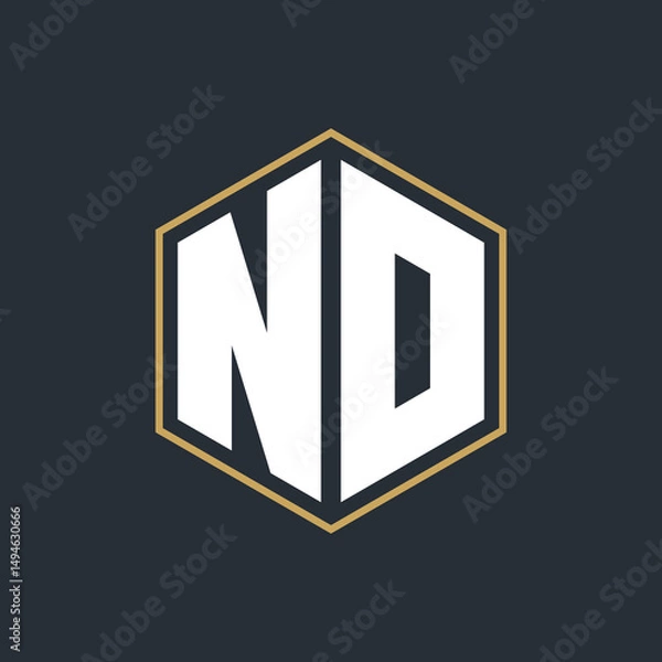 Obraz Modern Luxury Letter Monogram Logo with Polygon Frame Design
