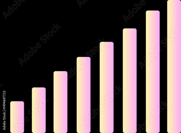 Fototapeta Colorful Gradient Bar Graph on Dark Background