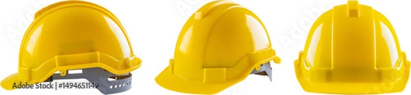 Obraz Yellow safety construction helmet set isolated on white background