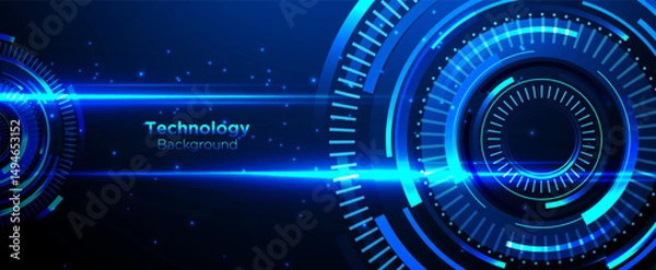 Fototapeta Futuristic technology communication and connection ring background on dark blue background