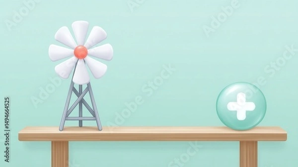 Obraz Wind turbines and electricity generation. Renewable energy from wind. Environmentally friendly power. Alternative energy. The intersection of technology and energy.