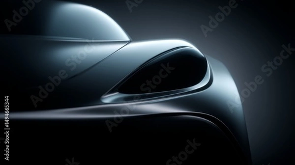 Fototapeta Close-up view of a sleek, modern car's aerodynamic design and elegant curves.
