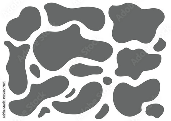 Fototapeta A Set of gray color liquid shapes on a white background. Irregular double.